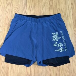 Roark Run Amok Shorts Mens L Blue 3.5"  Lined Running Training Open Roads Gym